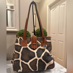 Dooney & Bourke - Giraffe Coated Canvas Tote, Very Nice Condition Shoulder Strap